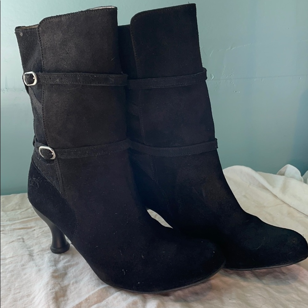 John Fluevog Annie Steel Boots Oiled Suede Sz 10